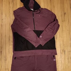 Champion Maroon and Black Hoodie Set